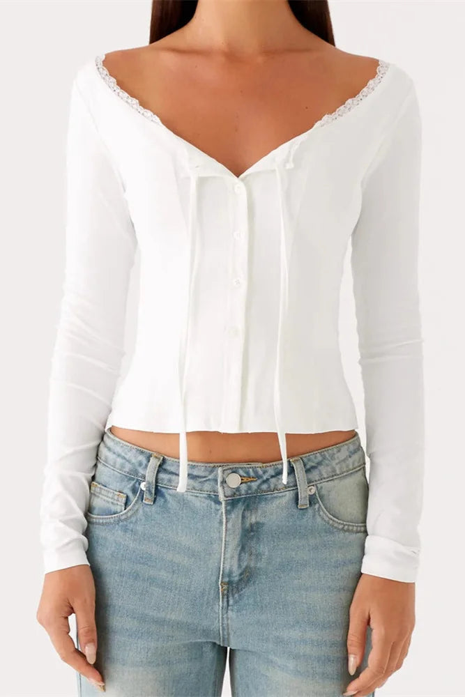 TIE-FRONT LONG SLEEVE TEE