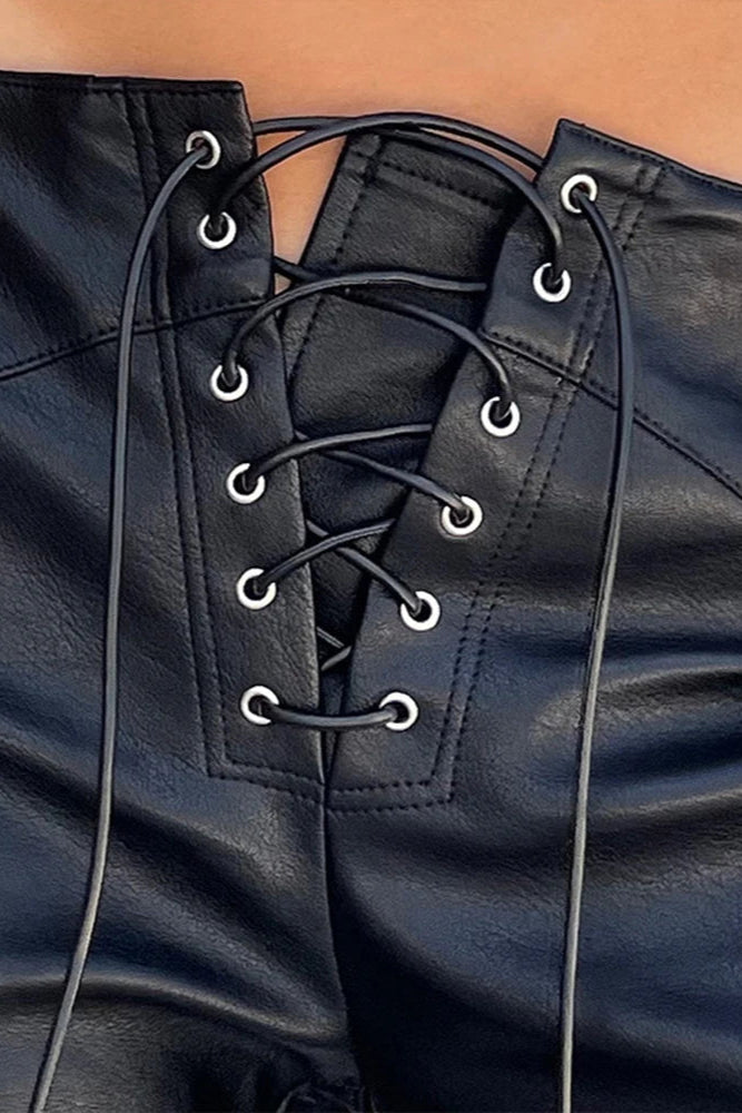 LOW-RISE LEATHER PANTS