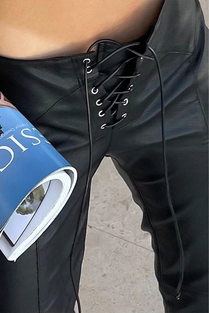 LOW-RISE LEATHER PANTS